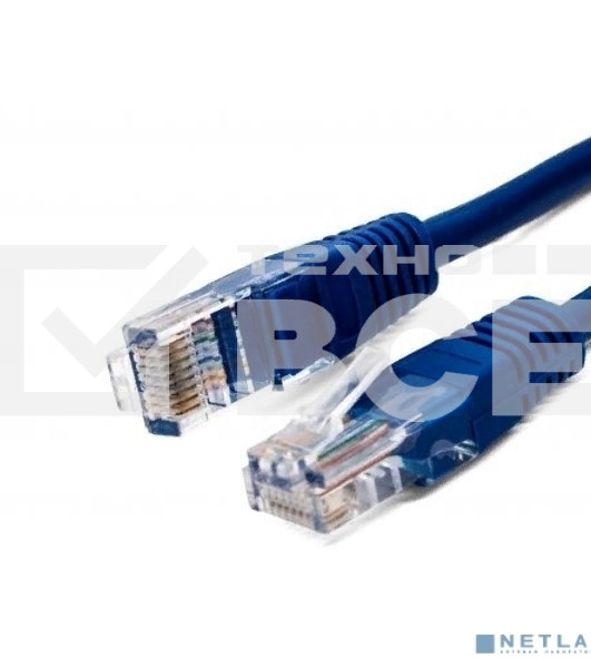 Кабель патч-корд, Filum FL-U5-1M-BL U/UTP 5e cat. 1м, 26AWG(7x0.16 мм), омедненный алюминий (CCA), PVC, синий