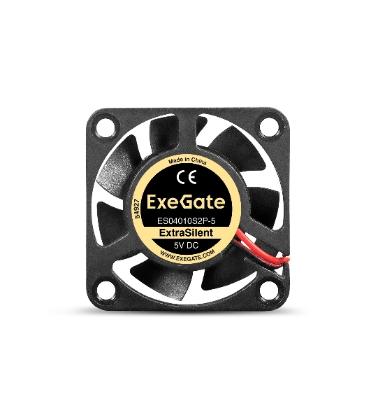 Вентилятор 5В DC ExeGate ExtraSilent ES04010S2P-5 (40x40x10 мм, Sleeve bearing (подшипник скольжения), 2pin, 4500RPM, 22dBA)