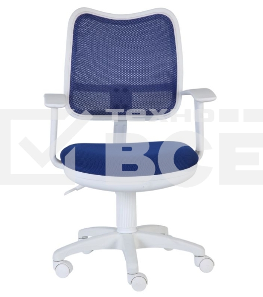 Кресло компьютерное Бюрократ CH-W797/BL/TW-10 TW-10 синий, спинка сетка, сиденье синий, колеса белый/синий, пластик белый