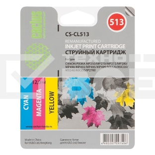 Картридж струйный Cactus CS-CL513 трехцветный (12 ml) для Canon Pixma MP240/ MP250