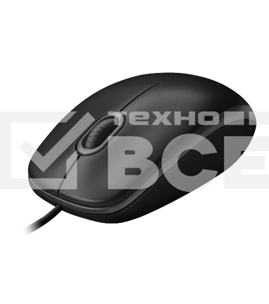 Мышь проводная Logitech B100 черный, 1000 dpi, USB, кнопки - 3