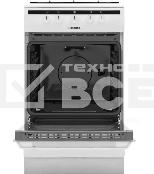 Плита газовая Hansa FCGW51001 белый, конфорок 4 шт, духовка 56 л, 50 см x 85 см x 60 см