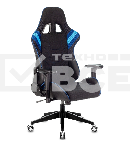Кресло игровое Бюрократ VIKING 4 AERO BLUE черный/синий, искусст.кожа/ткань, две подушки