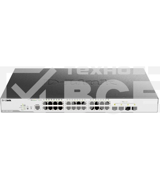 Коммутатор D-Link Switch DGS-3000-28XMP/B1A Управляемый коммутатор 2 уровня с 24 портами 10/100/1000Base-T и 4 портами 10GBase-X SFP+ (24 порта с подд
