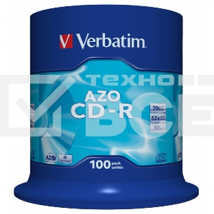 Диск CD-R Verbatim 700Mb 52x 100 шт., DataLife+ Cake Box Pastel Color (43430)