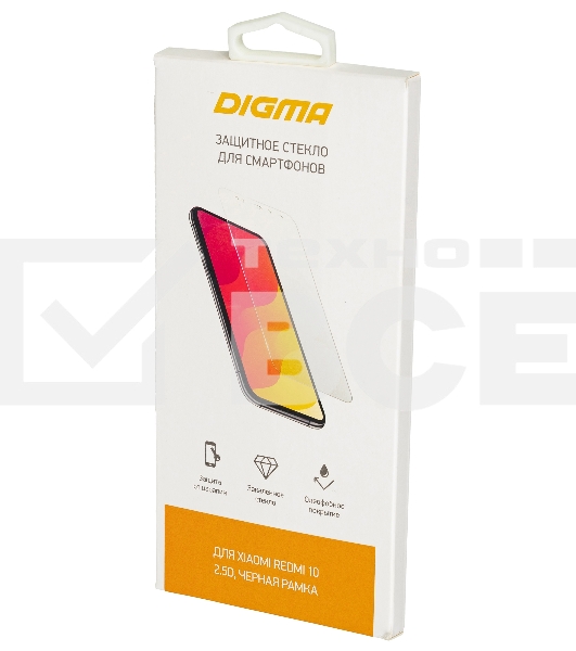 Защитное стекло для экрана Digma черный для Xiaomi Redmi 10 2.5D