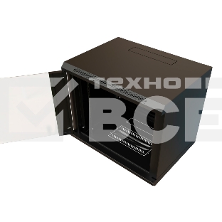 Шкаф коммутационный WRline (WR-TW-1266-GP-RAL9004) настенный 12U 600x600мм пер.дв.стекл 2 бок.пан. 60кг черный 520мм 650мм IP20 сталь
