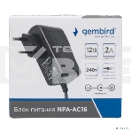 Блок питания узкий Gembird NPA-AC16, 12В/2А, 24Вт, 1 штекер 5,5х2,1мм, фото3