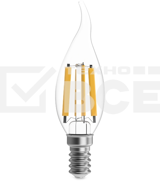 Лампа филам. Gauss Filament 13Вт цок.:E14 свеча св.свеч.бел.теп. (упак.:10шт) (104801113)