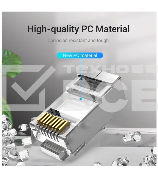Коннектор Vention IDFR0-50 RJ45 (8p8c), FTP, cat. 6A, под витую пару, экранированный (50шт.)