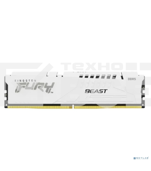 Оперативная память Kingston Fury Beast, DDR5, 16GB (1x16GB), 5200MHz, CL36, с радиатором, белый