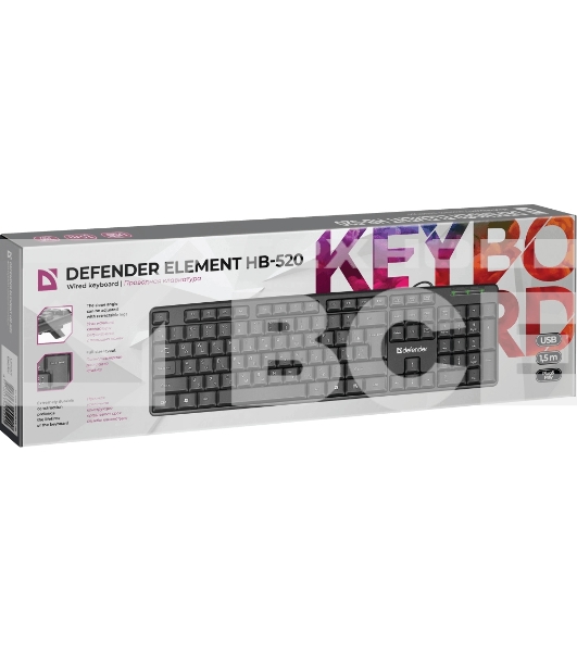 Клавиатура Defender Element HB-520 проводная, USB, черный