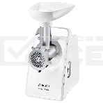 Мясорубка Bosch MFW3X13W CompactPower,2000Вт, 2,5 кг/мин, цвет: белый, механическая защ ита от перегрузки, 2 скор., реверс.Комплект: 2 диска для фарша, насадка для колбасок, насадка-терка (3 барабана), фото3