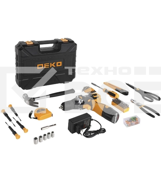Акк. дрель DEKO DKCD12FU-Li  акк 12В/1.5 Ач, патрон БЗП 3/8, с оснасткой в кейсе