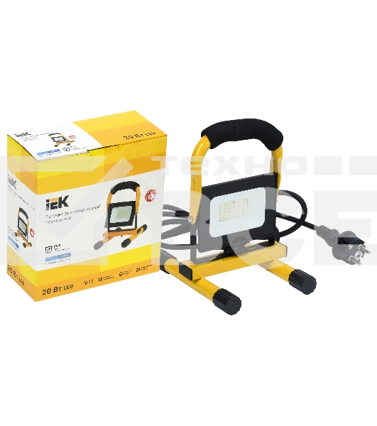 Прожектор светодиодный Iek LPDO603-020-65-K02 СДО 06-20П переносной 6500К IP65 черный