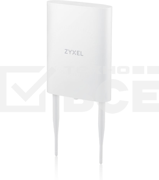 Гибридная уличная точка доступа Zyxel NebulaFlex NWA55AXE, 802.11a/b/g/n/ac/ax (2,4 и 5 ГГц), внешние антенны 2x2 (в комплекте), до 575+1200 Мбит/с, 1xLAN GE, защита от 4G/5G, без поддержки Captive po