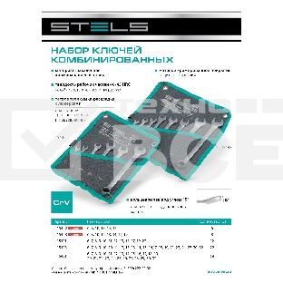 Набор ключей комбинированных 6-19 мм, 8 шт., CrV, матовый хром Stels