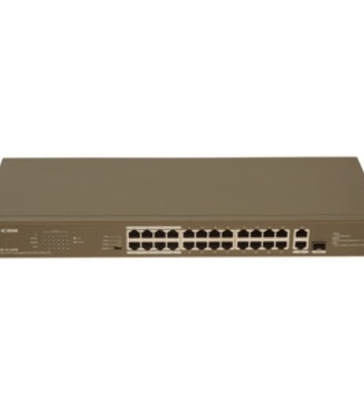 Коммутатор IP-COM F1126P-24-250W PoE неуправляемый 26-Ports 10/100 Mbps Base-TX + 1-Port 1000 Base-X SFP/24-Ports PoE (PoE бюджет 230W)