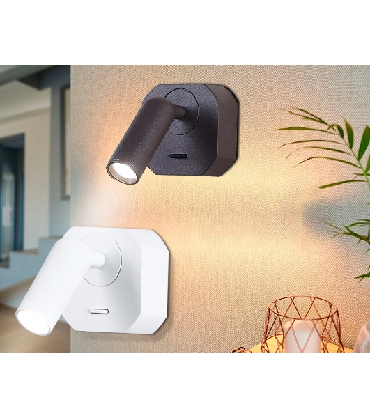 Настенный поворотный светодиодный светильник Ambrella light FW282 SWH белый песок LED 4200K 3W 66*66*65