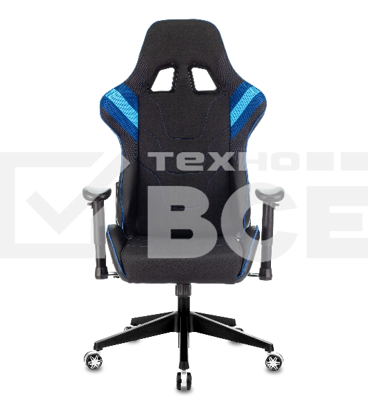 Кресло игровое Бюрократ VIKING 4 AERO BLUE черный/синий, искусст.кожа/ткань, две подушки
