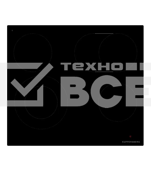 Варочная поверхность Kuppersberg ECS 624 Варочная поверхность Kuppersberg, электрическая, High-Tech, 60 см, пауза, таймер, блокировка панели управления, автоматическое отключение, 9 уровней мощности, прямые края, индикация остаточного тепла, сенсорное упр