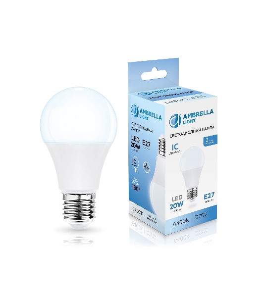 Лампа светодиодная 602006 LED A60 20W IC E27 6400K 175-265V
