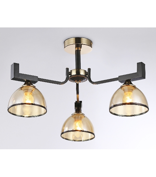 Светильник Ambrella light TR9098/3 BK/GD/TI черный/золото/янтарь E27*3 max 40W D600*316