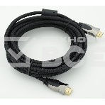 Кабель HDMI Ver.1.4 Gray jack HDMI(19pin)/HDMI(19pin) (5м) феррит.кольца позолоченные контакты, фото 1