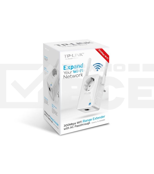 Сетевой адаптер TP-Link SOHO TL-WA860RE 300Mbps Wireless N Wall Plugged Range Extender with AC Passthrough, QCA(Atheros), 2T2R, 2.4GHz, 802.11b/g/n, 1 10/100Mbps LAN port, Range Extender button, Range Extender mode, suppo поставляется без кабеля RJ-45