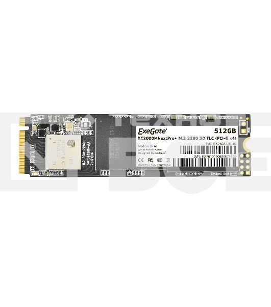 Накопитель SSD ExeGate NextPro+ KC2000TP512, 512Gb, M.2 2280, PCIe 3.0 x4, NVMe, R/W 1600/1200