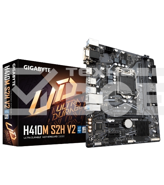 Материнская плата Gigabyte H410M S2H V2, LGA 1200, Intel H470, 2xDDR4, 4xSATA, 1xM.2, 1xPCIe 3.0 x16, 2xPCIe 3.0 x1, 1xDVI-D, 1xHDMI, 1xVGA, 1x 1Gb LAN, 2xUSB-A 3.2 Gen 1, 4xUSB-A 2.0, 3x3.5 мм, 7.1, Micro ATX