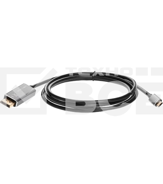 Кабель-адаптер VCOM USB Type-Cm --> DP1.4v (m) 8K@60Hz, 1.8m , Alum Shell