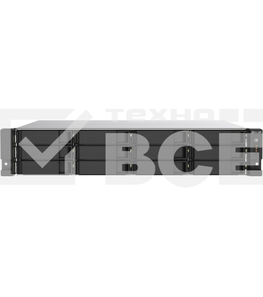 Сетевое хранилище без дисков SMB QNAP TS-1273AU-RP-8G NAS 12 HDD trays, 2x 2.5 GbE, rackmount, 2 PSU. 4-core AMD V1500B  2,2 GHz , RAM 8 GB (8 GB UDIMM DDR4 (1 x 8 GB) up to 32 GB (2 x 16 GB)). W/o rail kit RAIL-B02