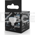 Лампа светодиодная Gauss Black 5Вт цок.:GU5.3 рефлектор 12B 4100K св.свеч.бел.ней. MR16 (упак.:10шт) (201505205), фото4