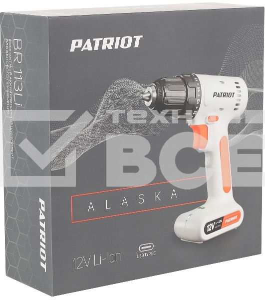 Дрель-шуруповерт аккумуляторная Patriot BR 113Li, Аккумуляторная, 12В, Кейс