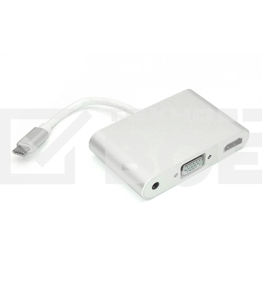 Адаптер Type-C на VGA, HDMI и раъём для наушников 3,5 мм, серебристый