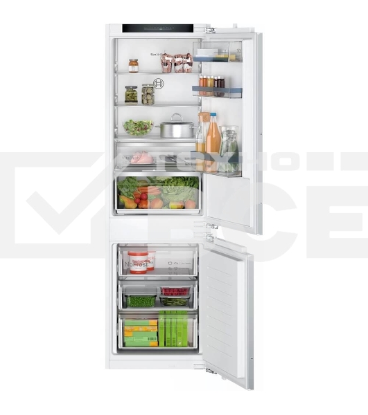 Встраиваемый холодильник Bosch KIN86VFE0 Serie 4, техника плоских шарниров, SN-ST, Объем 260 (184+76)л, NoFrost,LED-освещение, SuperFreeze, VitaFresh XXL