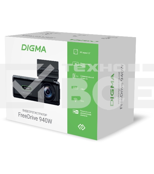 Видеорегистратор Digma FreeDrive 940W черный 8Mpix 2160x3840 170гр. Allwinner