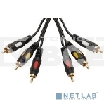 Кабель Rexant Шнур 3RCA Plug - 3RCA Plug1.5М(GOLD), фото 1