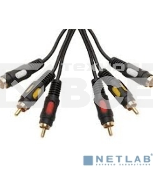 Кабель Rexant Шнур 3RCA Plug - 3RCA Plug1.5М(GOLD)
