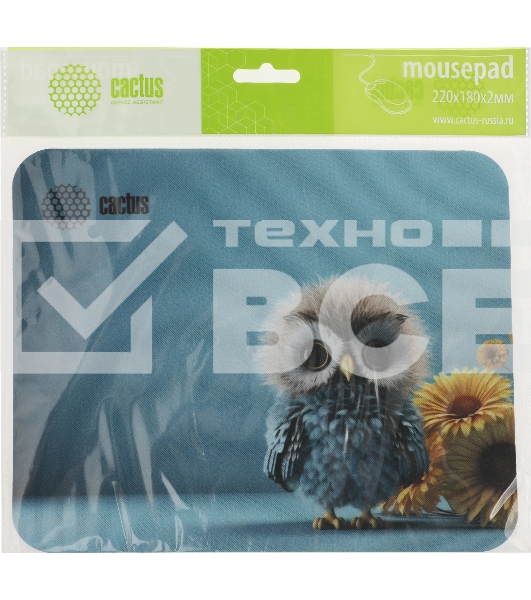 Коврик для мыши Cactus Owl blue 220x180x2мм (CS-MPC-P07XS)