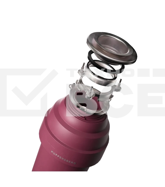 Измельчитель отходов Kuppersberg WS 750 V, High-Tech, мощность 750 Вт, 3800-4200 об/мин, защита от перегрева, авто выключение, DC мотор, шумоизоляция, уровень шума 70 дБ, цвет винный