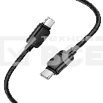 Кабель USB2.0 Hoco Type-C/Type-C, 3А, 60Вт, нейлоновая оплетка, X113, 1м, черный, коробка, фото3