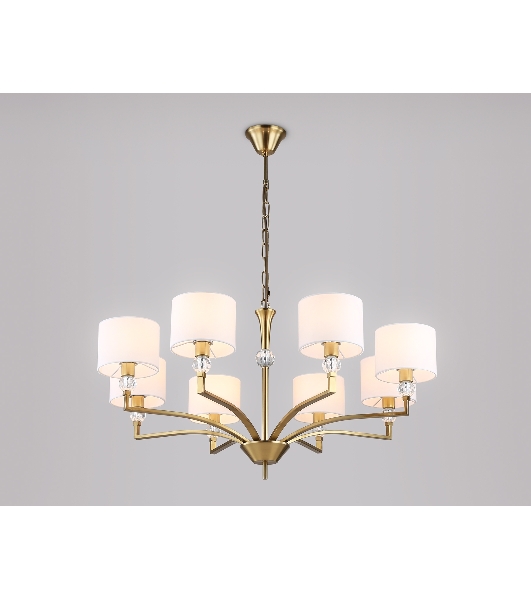 Люстра Ambrella light LH71133/8 BS/WH латунь/белый E14/8 max 40W D840*880