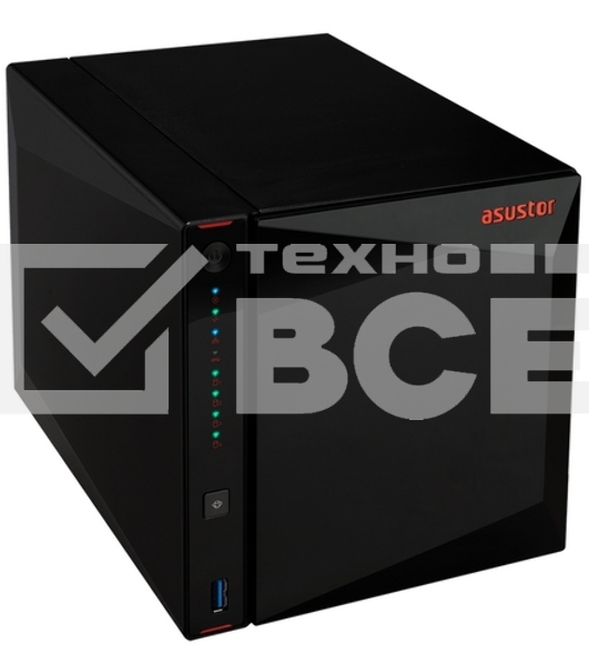 Сетевое хранилище ASUSTOR AS5304T 4-Bay NAS/Media player/Intel Celeron J4105 1.5GHz, up to 2.5 GHz(Quad-Core), 4GB SO-DIMM DDR4, noHDD(HDD,SSD),/2x2,5GbE(LAN)/3xUSB3.2,HDMI/4ip camera license ; 90IX0181-BW3S10