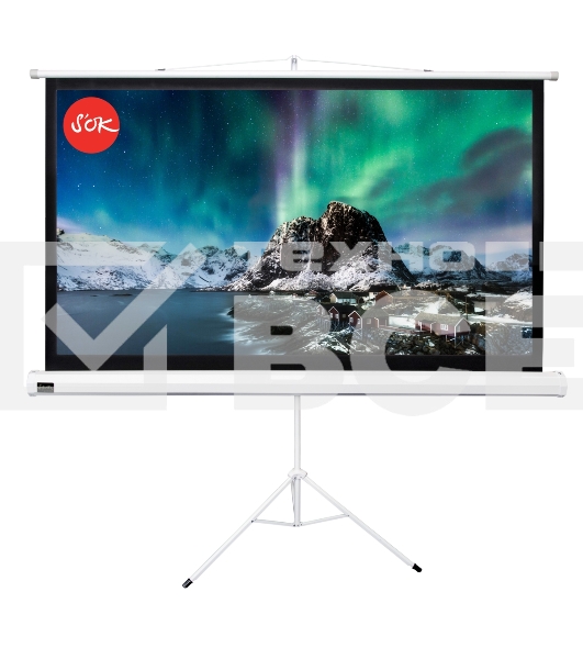 Экран 221x124.5см TriScreen 16:9 напольный рулонный белый100' Matt White (MW), серый корпус