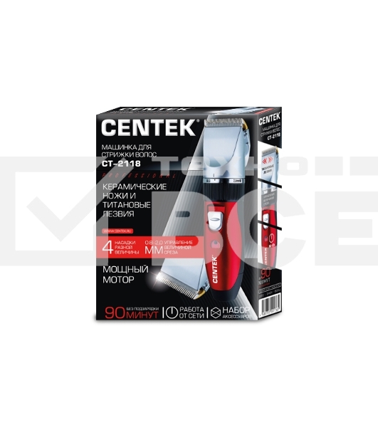 Машинка для стрижки Centek CT-2118 черный/красн