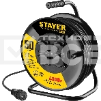 Удлинитель силовой Stayer 55076-50 3x2.5кв.мм 4розет. 50м КГ катушка черный, фото 1