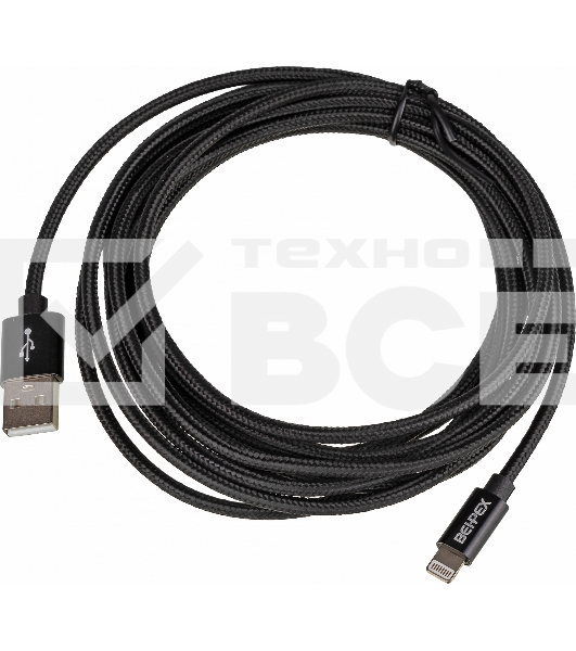 Кабель USB (m)-Lightning (m) 3м черный