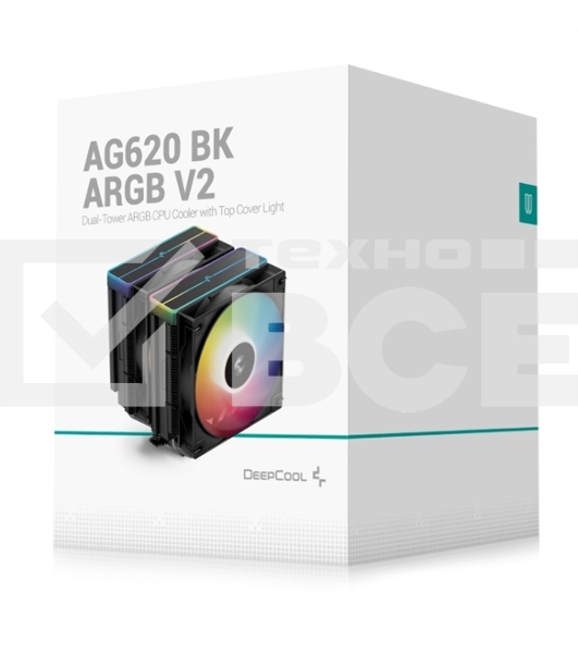 Кулер для процессора DEEPCOOL AG620 BK ARGB V2 черный 120мм алюминий+медь 1850rpm 29.4db 4-pin 260W 157мм